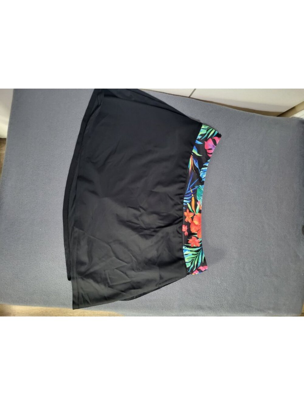 DACI Women's XL Two Piece Tankini Skirt Swimsuit Tropical Black - Picture 2 of 7